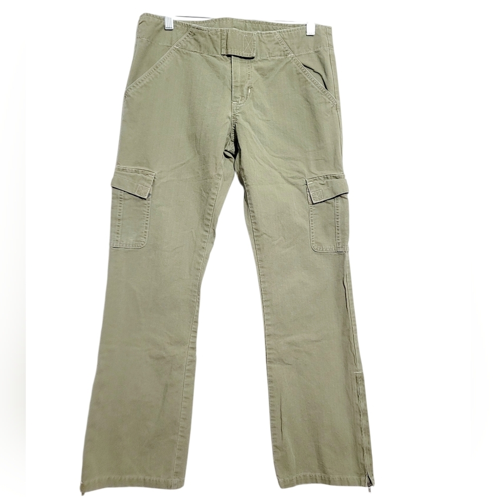 Old Navy Cargo Pants Women’s Size 8 Olive Green 100% Cotton Utility Ankle Zip - Picture 2 of 14